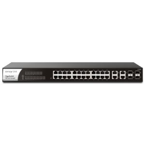 DrayTek VigorSwitch P1282 24 Port Gigabit POE Smart Managed Switch with 4x 10GbE SFP Ports (VSP1282-K), 24-Port
